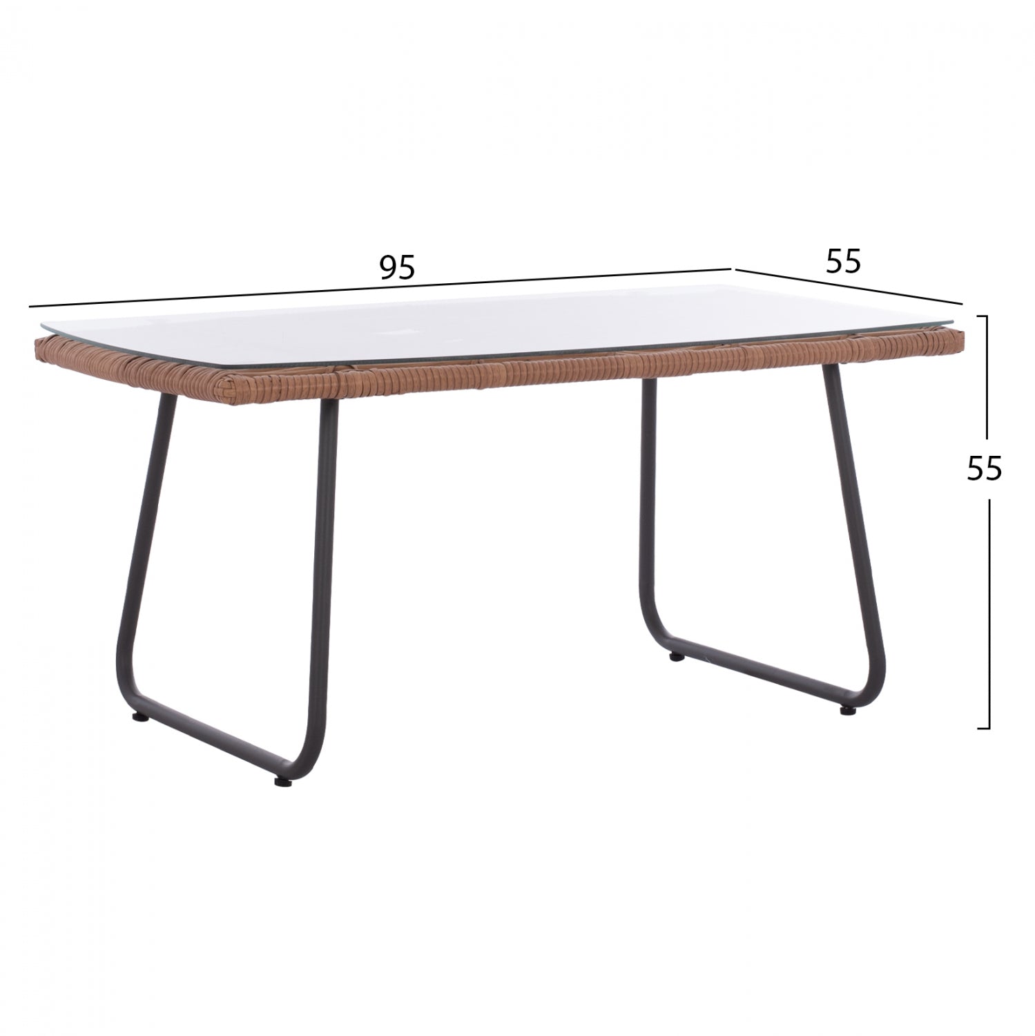 Комплект Алегра цвят кафяв-черен диван с 2 кресла и маса 95/55/55см