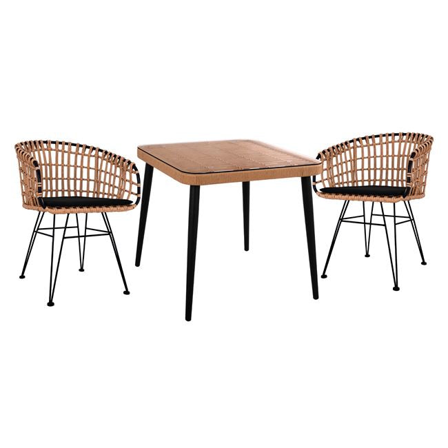 Трапезен комплект  градински Алегра  80X80X78см  бежов-черен цвят 10481