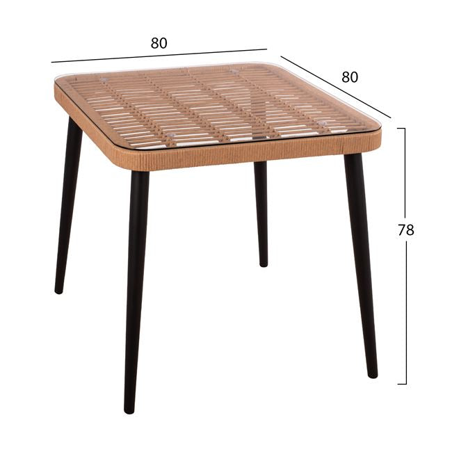 Трапезен комплект  градински ALEGRA  80X80X78см  бежов-черен цвят 10481