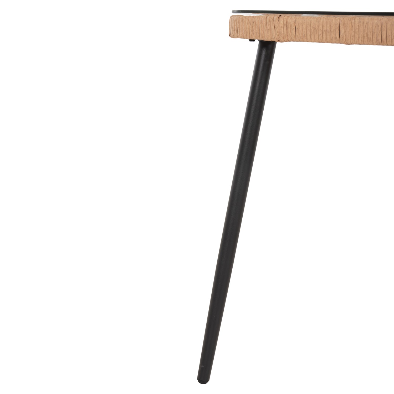 Правоъгълна маса Аllegra, черен метал-pe ратан, естествен цвят, 139.5x79.5x73см