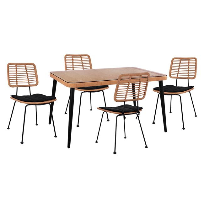 Градински комплект Алегра бежов-черен цвят с маса  140X80Χ78 КГ10492