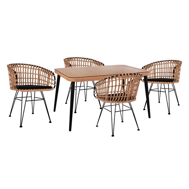 Комплект  градински Алегра 5 бр с маса  140X80X78см бежов-черен цвт  КГ10488