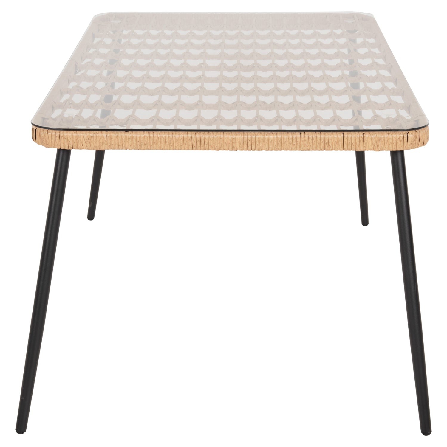 Маса Алегра цвят натурал ратан-черен метал 159,5x89,5x72