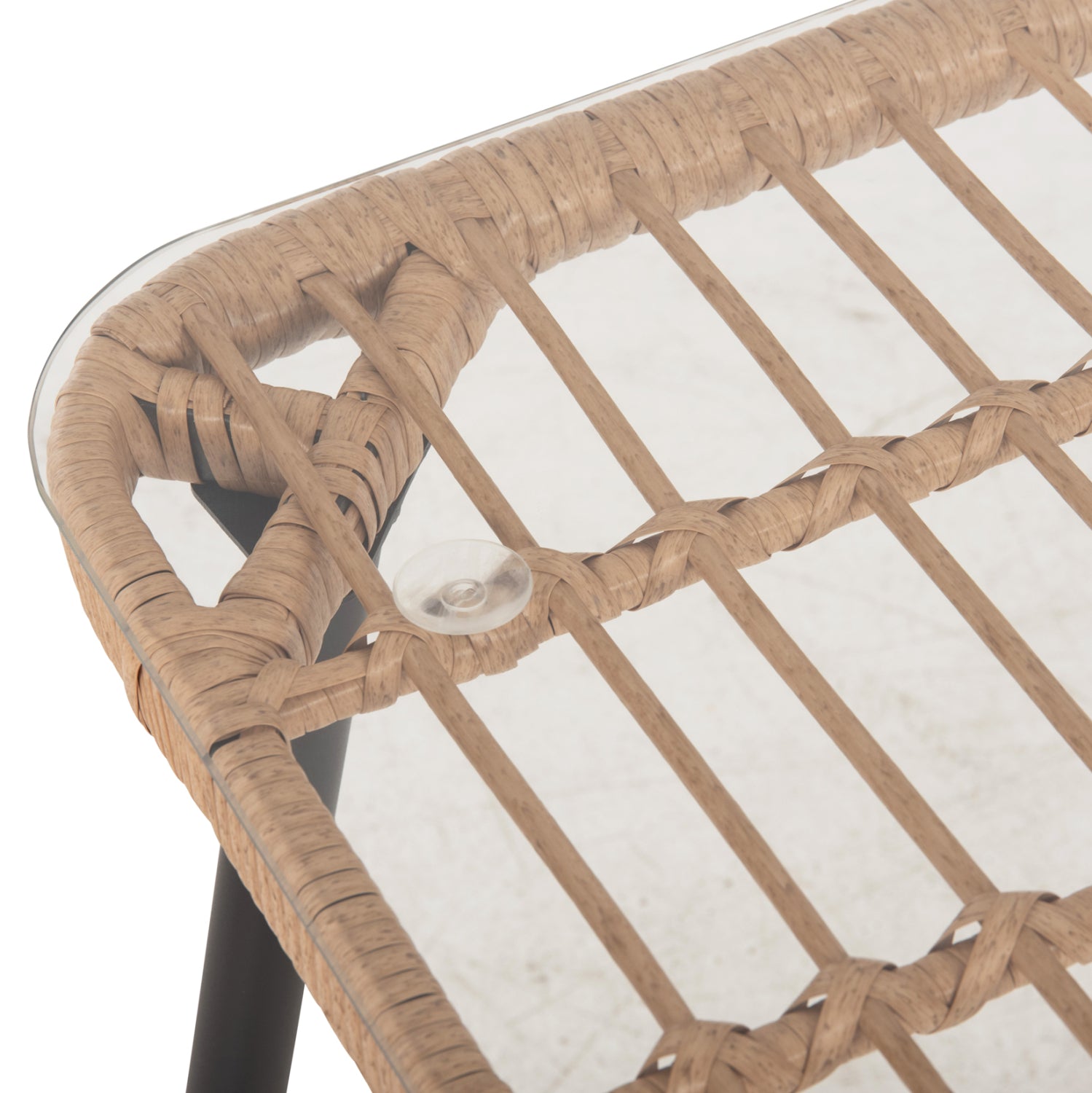 Маса Алегра цвят натурал ратан-черен метал 159,5x89,5x72