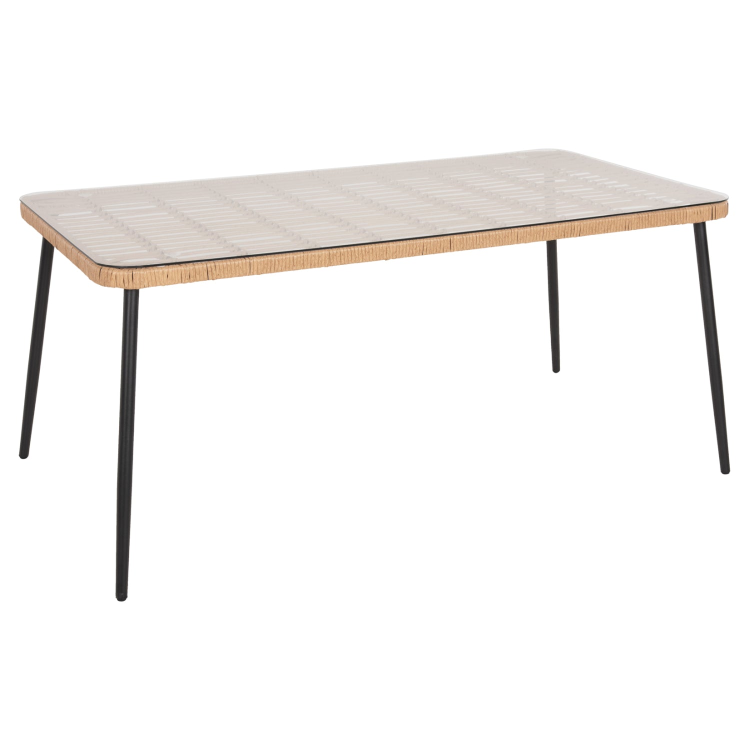 Маса Алегра цвят натурал ратан-черен метал 159,5x89,5x72