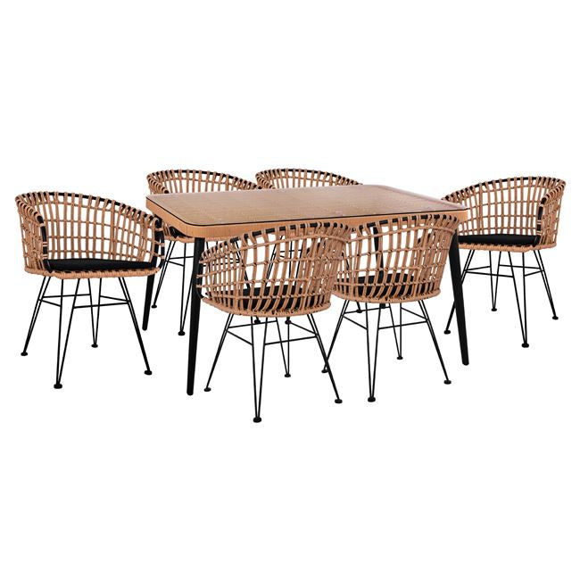 Градински комплект ALLEGRA  бежов-черен цвят с маса 160X90X78 КГ10496