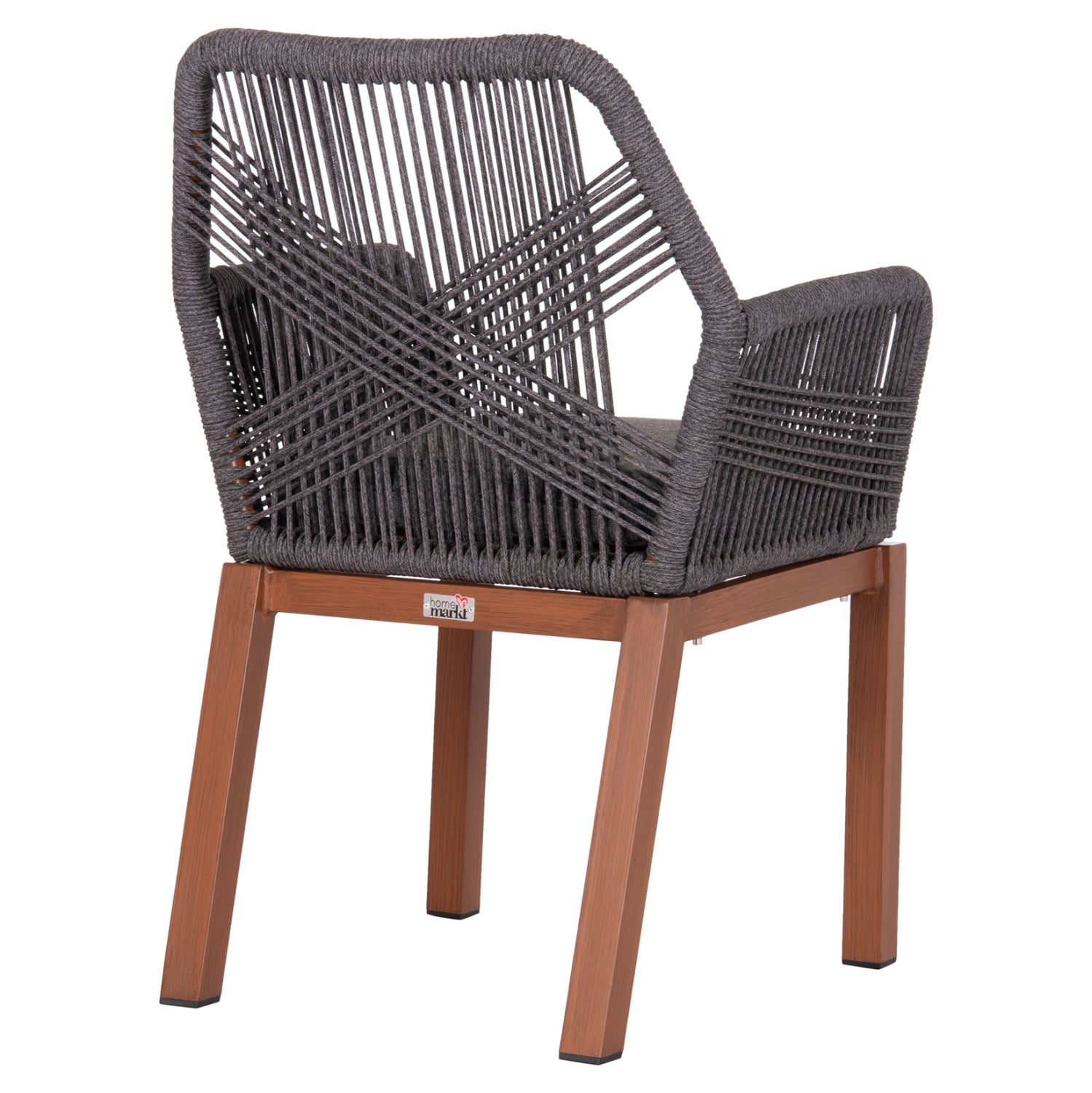 Алуминиево кресло HOWARD кафяво-/-въже и възглавница сиви 57.5x62x84см