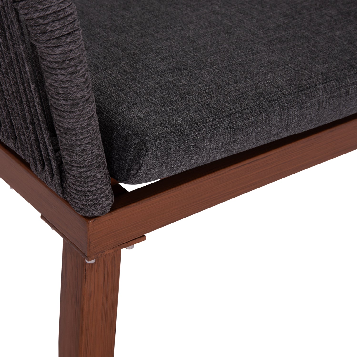 Кресло MYRTIA цвят сив-орех алуминий/въже  60x64x88