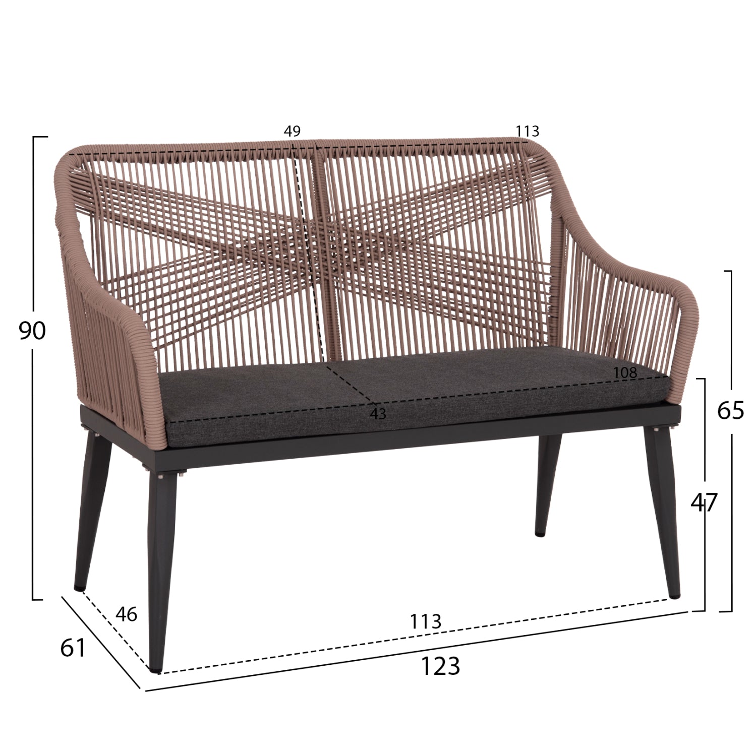 Пейка миртацвят антрацит-бежов