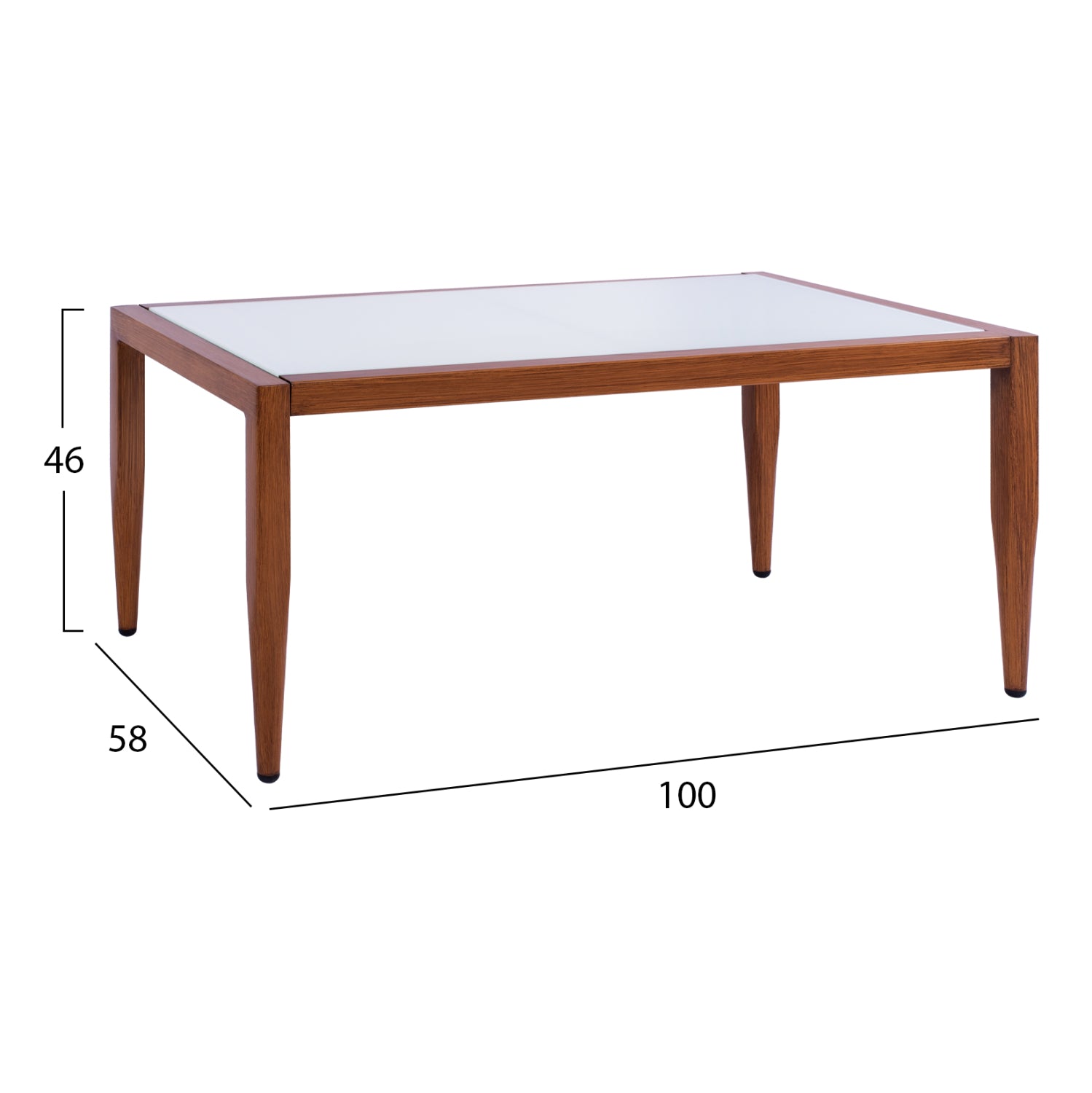 Маса Майра алуминиева цвят натурал /стъкло 100/58/46см