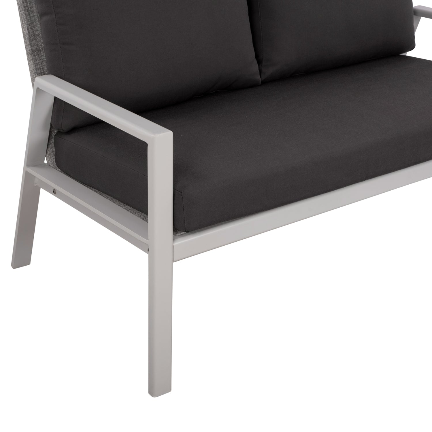 Градински диванбял цвят и кафяви възглавници