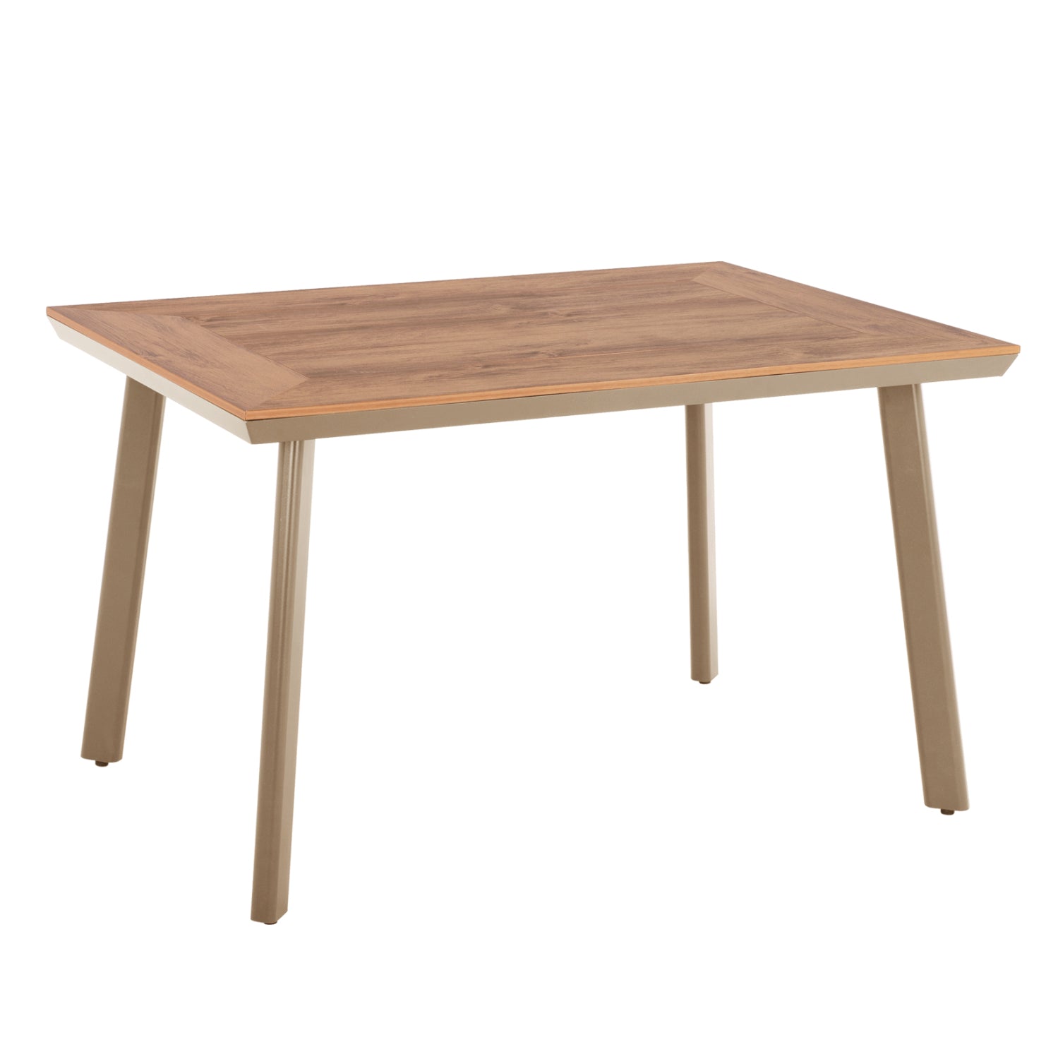 Алуминиева маса за хранене TABER капучино с плот от полидърво 120x80x72.5cm.