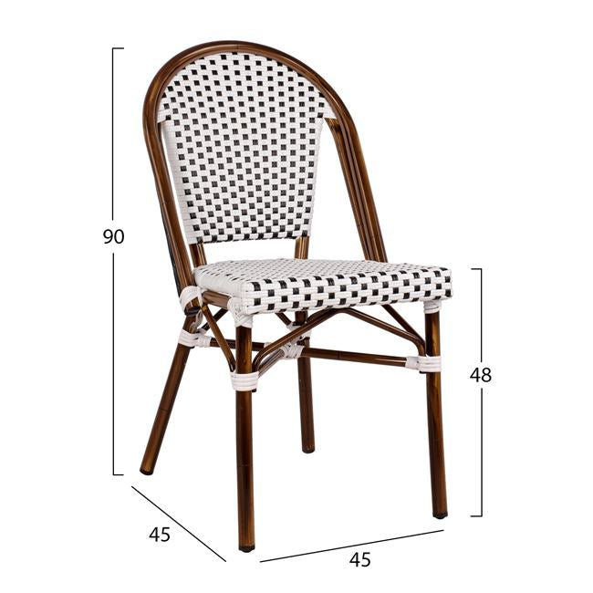 Ратанов стол BAMBOO бял цвят 45x54x90