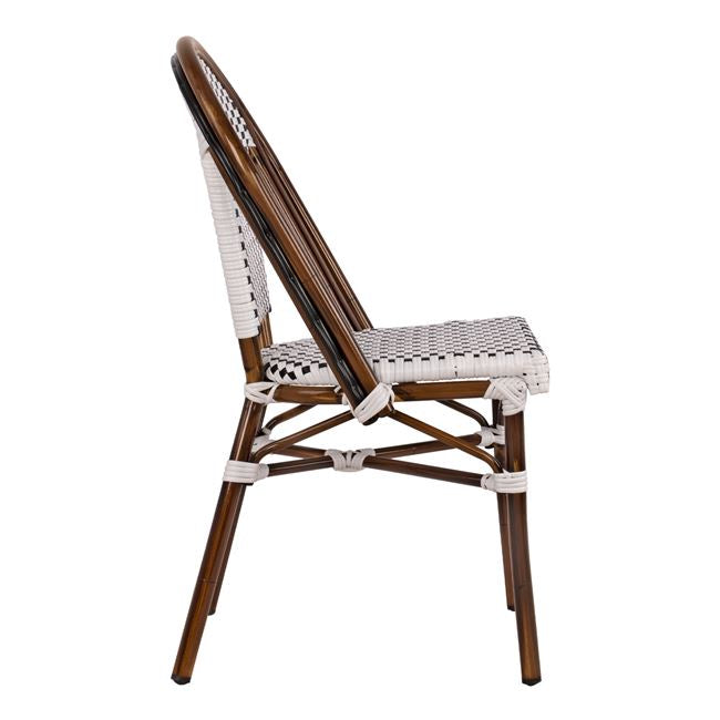 Ратанов стол BAMBOO бял цвят 45x54x90
