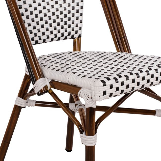 Ратанов стол BAMBOO бял цвят 45x54x90