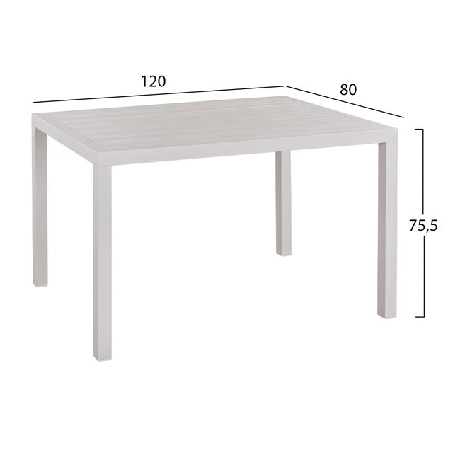 Комплект от 5 части с маса 120x80x75.5 бял КГ10521