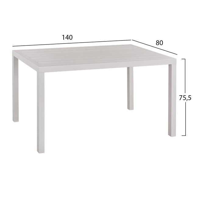 Алуминиева маса SAHIRA 140x80 бяла