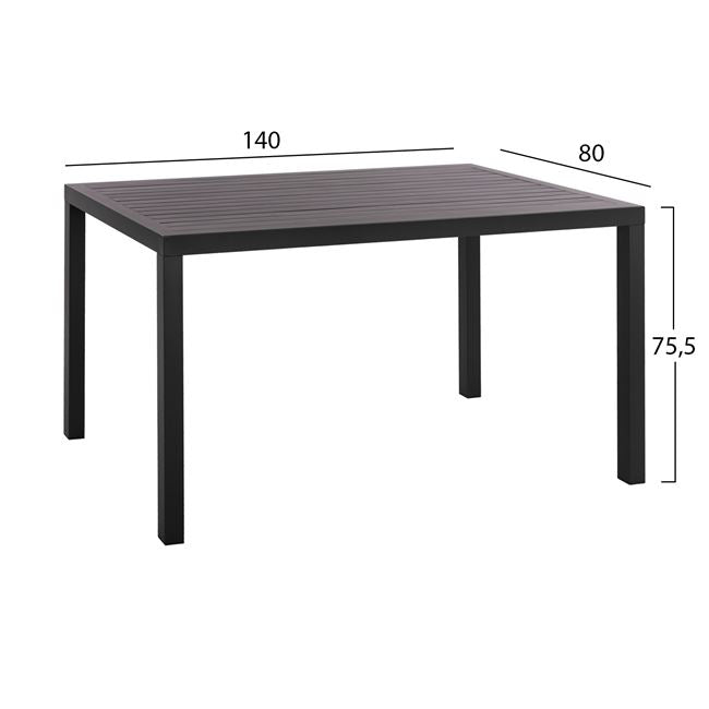 Градински комплект от 5 части алуминиев с маса 140x80x75.5 КГ10517