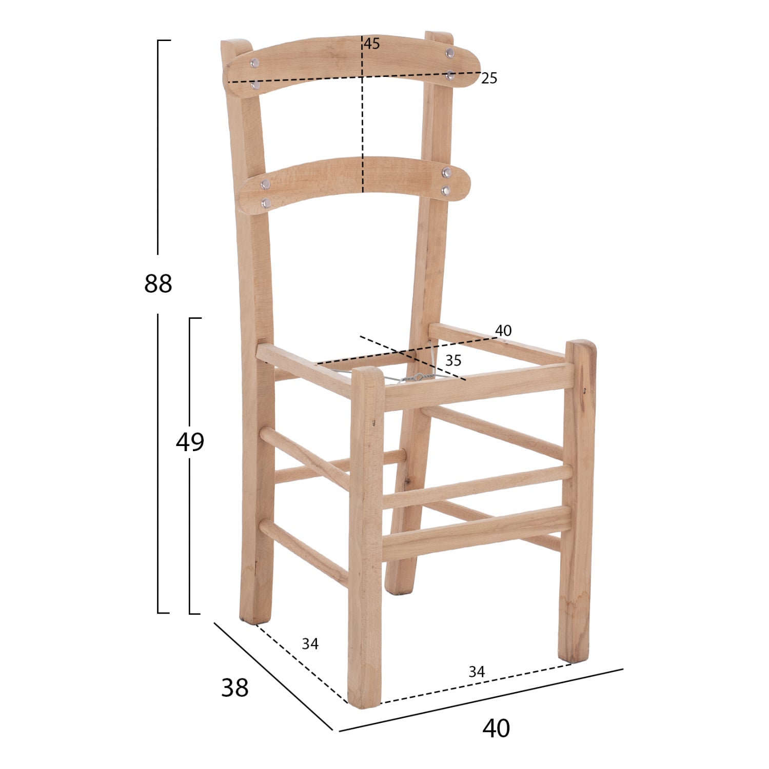 Основа за традиционен стол не боядисана конструкция - натурал