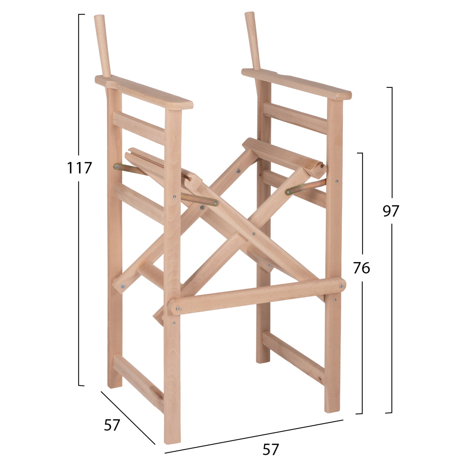 Рамка за режисьорски бар стол PALMER  небоядисанa 57x57x117см