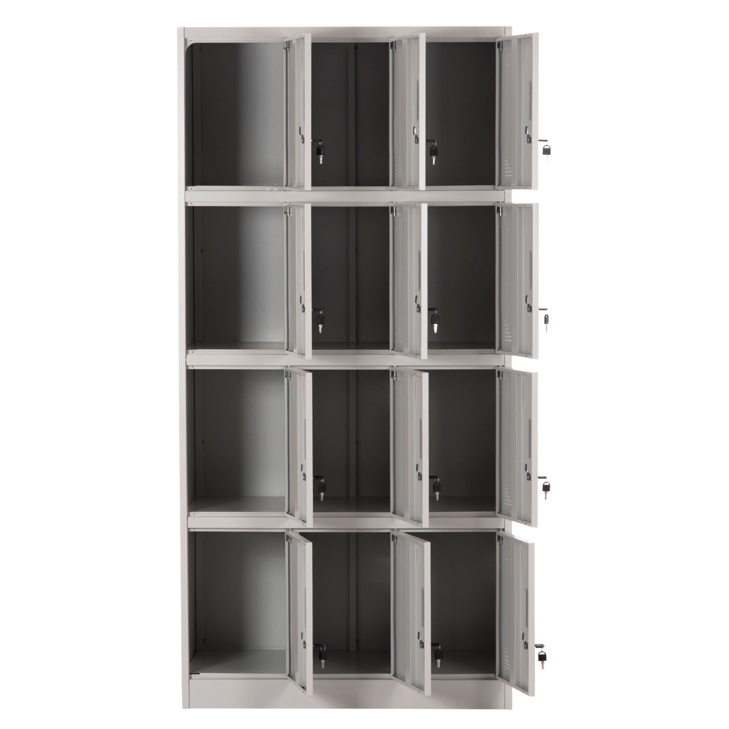 Метално шкафче Bexley с 12 заключващи се шкафа с ключ, сиво, 90x45x185 см