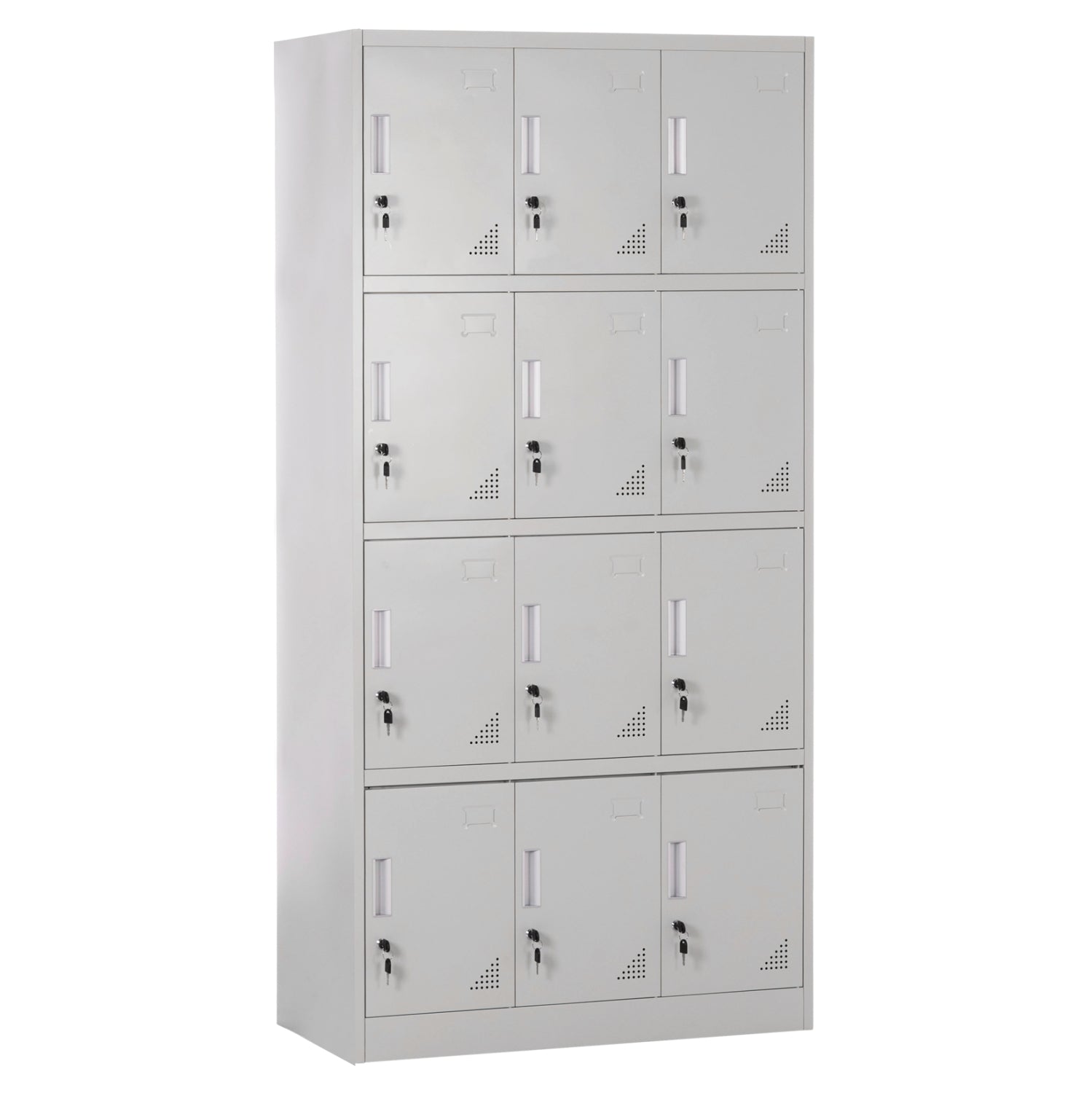 Метално шкафче Bexley с 12 заключващи се шкафа с ключ, сиво, 90x45x185 см