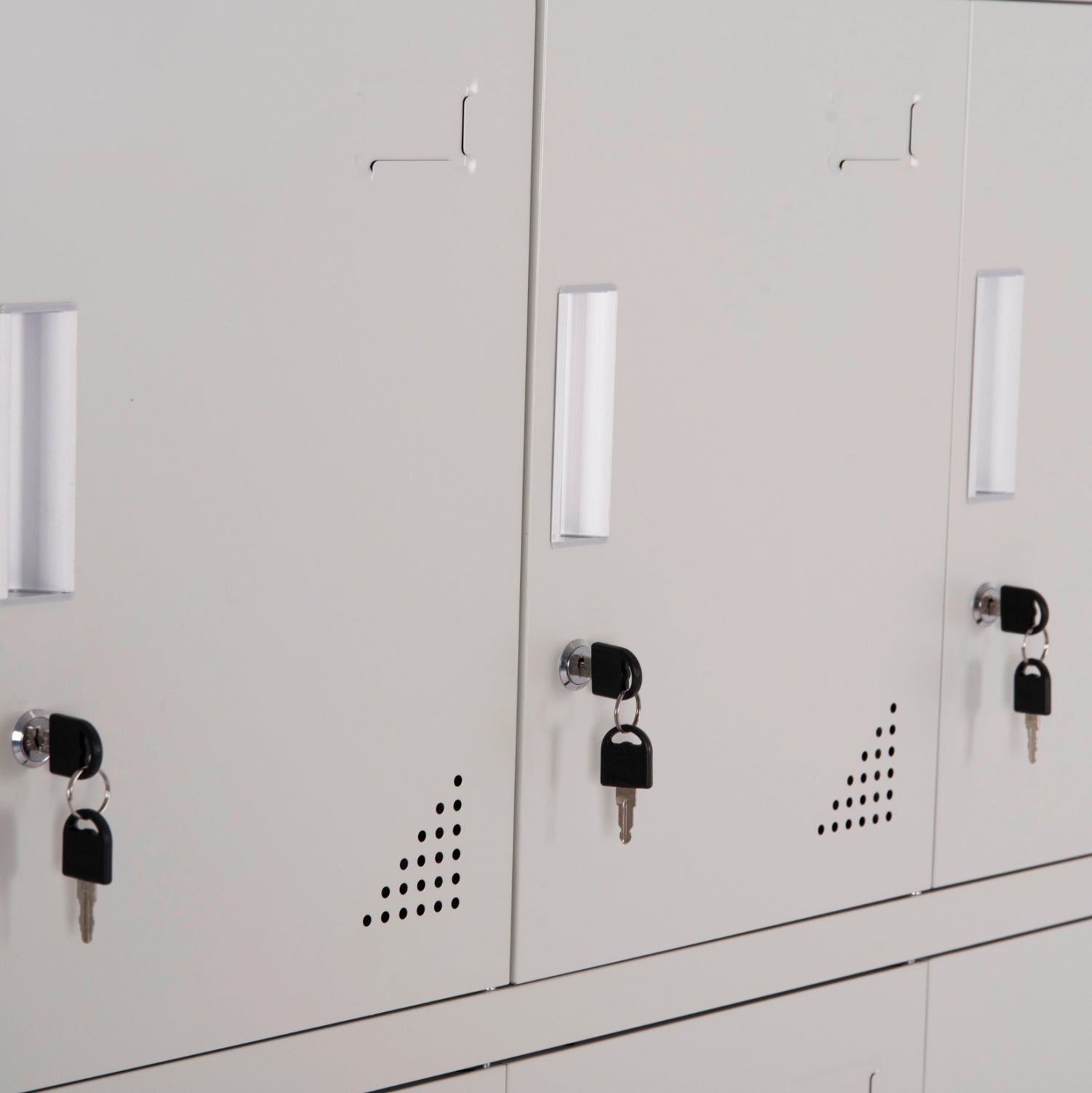 Метално шкафче Bexley с 12 заключващи се шкафа с ключ, сиво, 90x45x185 см