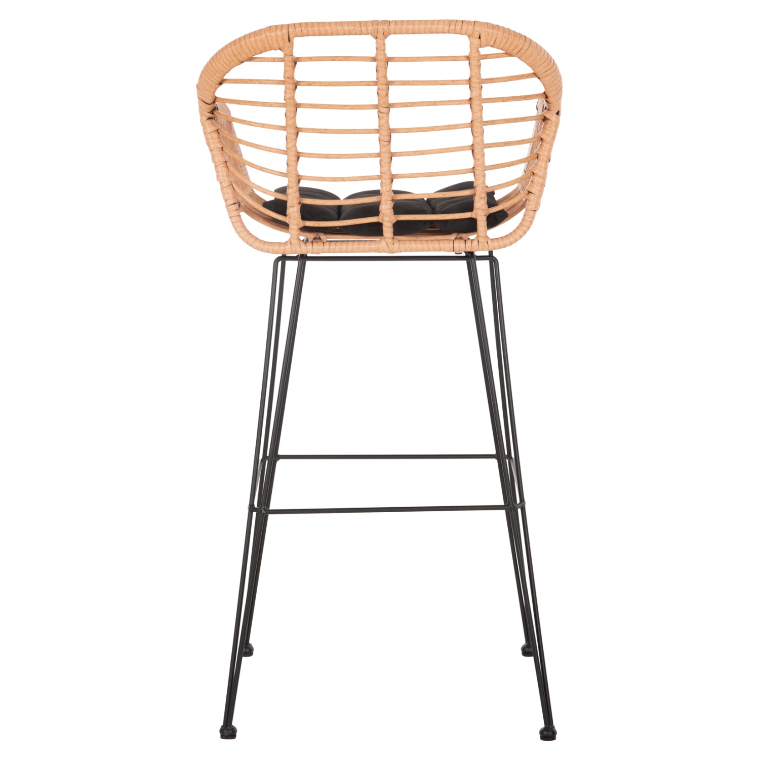 Бар стол Алегра бежов пе ратан - черен метал 54x55x108см