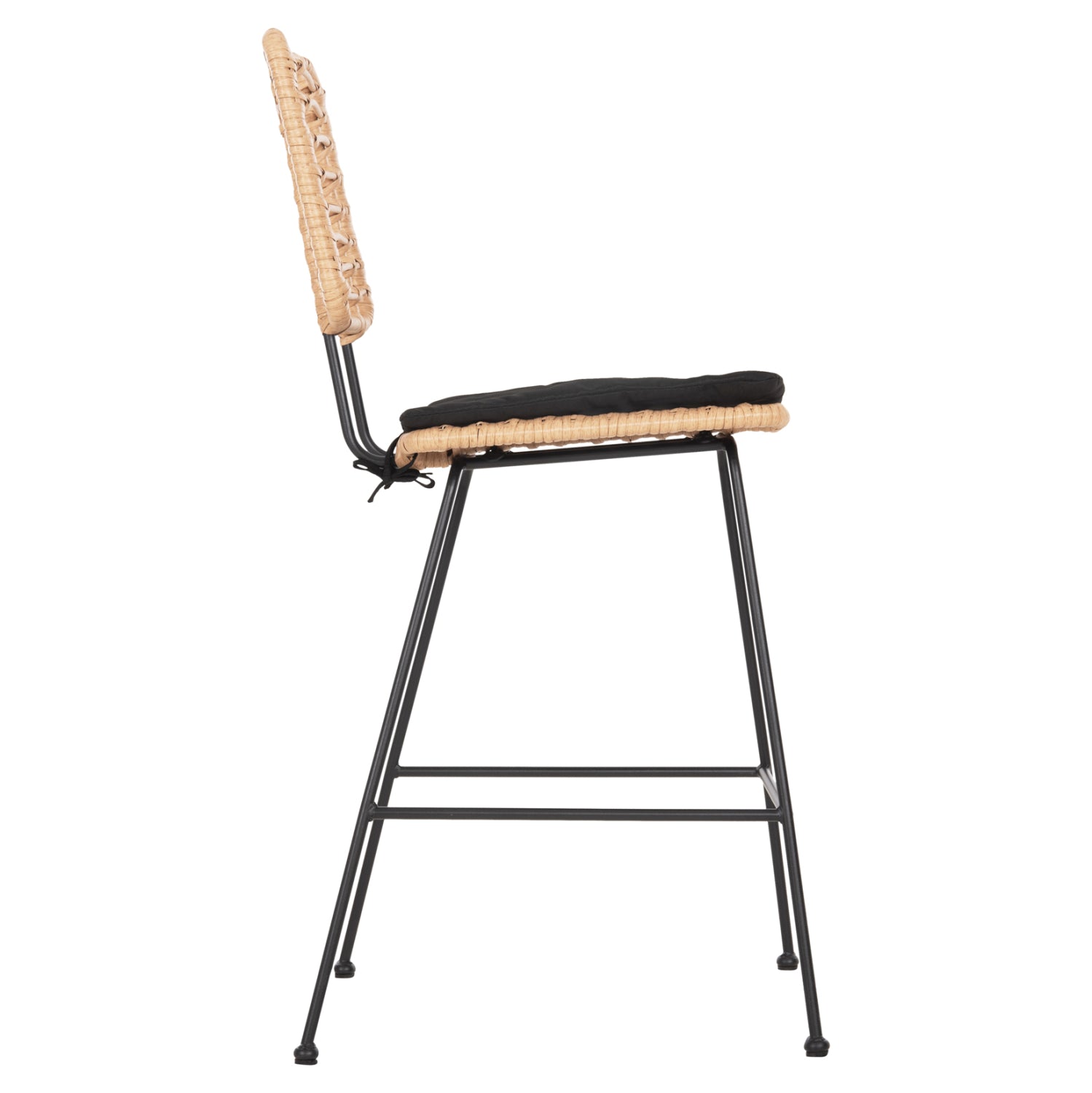 Бар стол Алегра метал / черно-бежова ракита възглавница 53x56x107см