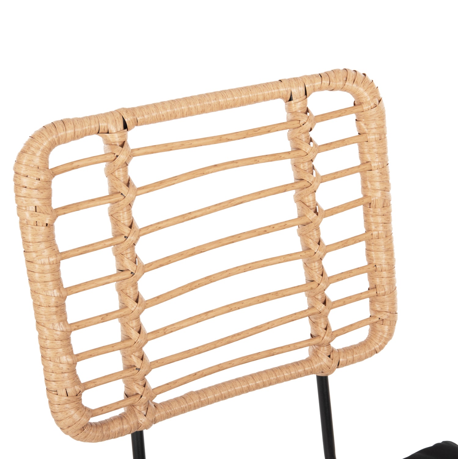 Бар стол Алегра метал / черно-бежова ракита възглавница 53x56x107см