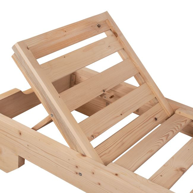 Шезлонг Македония от борова дървесина небоядисан 204x77.5x29 cm