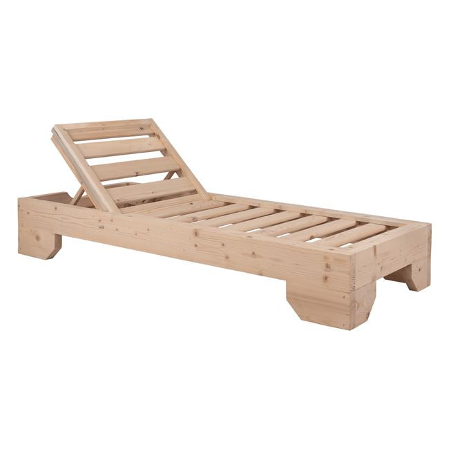 Шезлонг Македония от борова дървесина небоядисан 204x77.5x29 cm