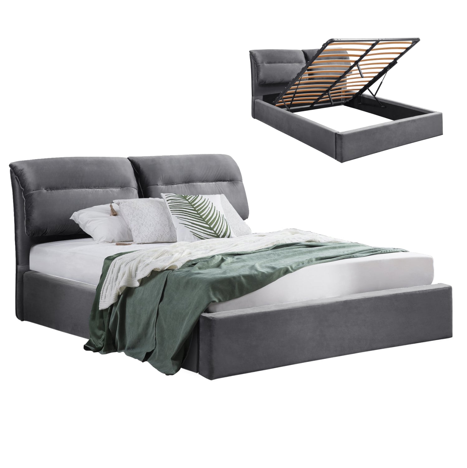 Легло KENDRA сив цвят за матрак 160x200