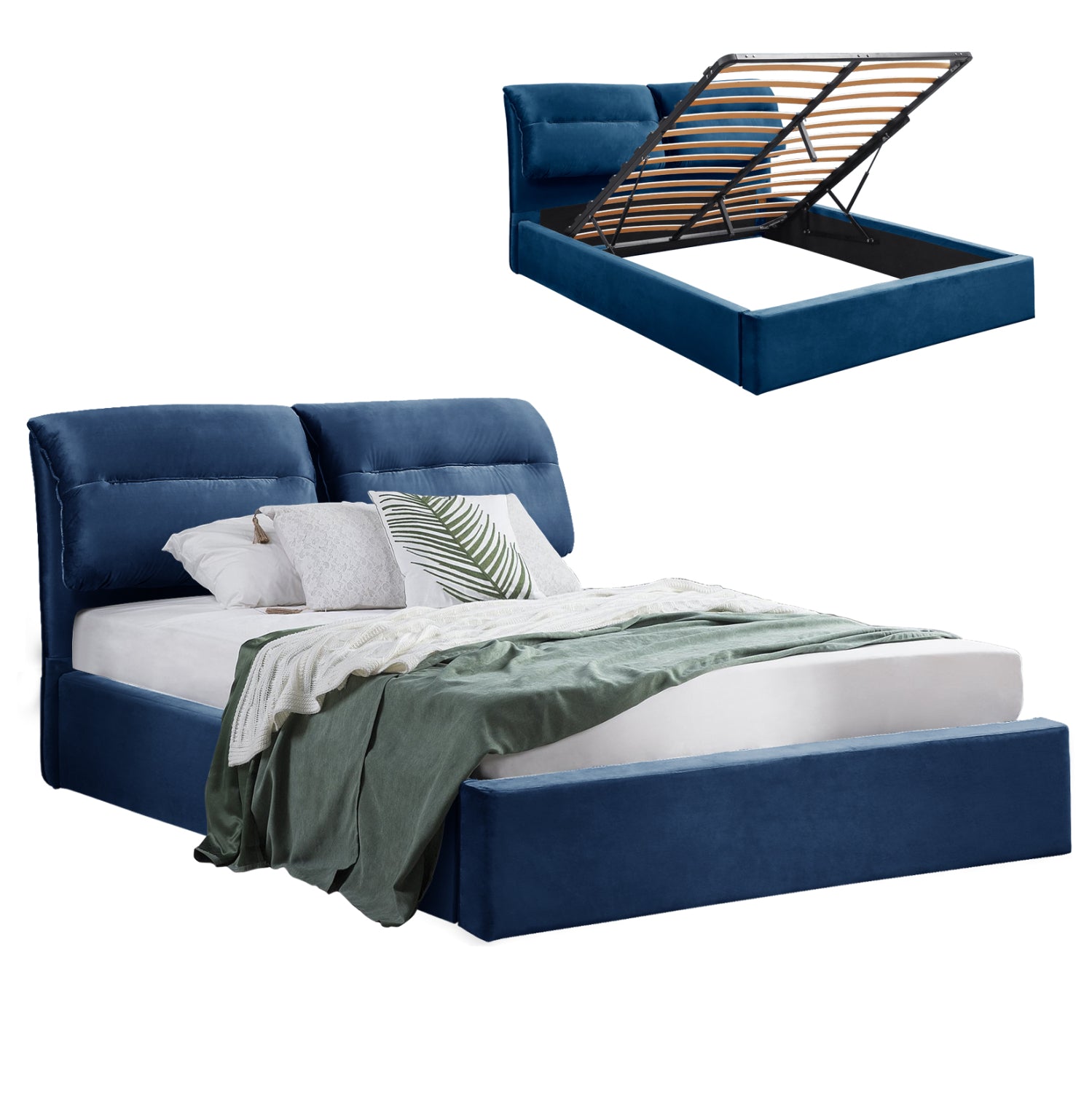 Легло KENDRA  син цвят  за матрак 160x200