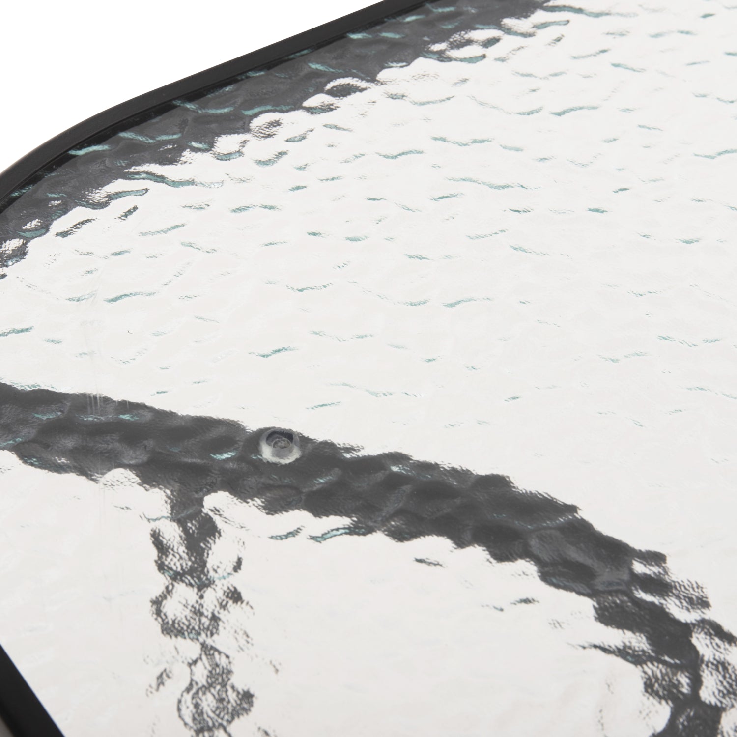 Маса Адам черна метална, със стъклен плот, 120x70x70 см