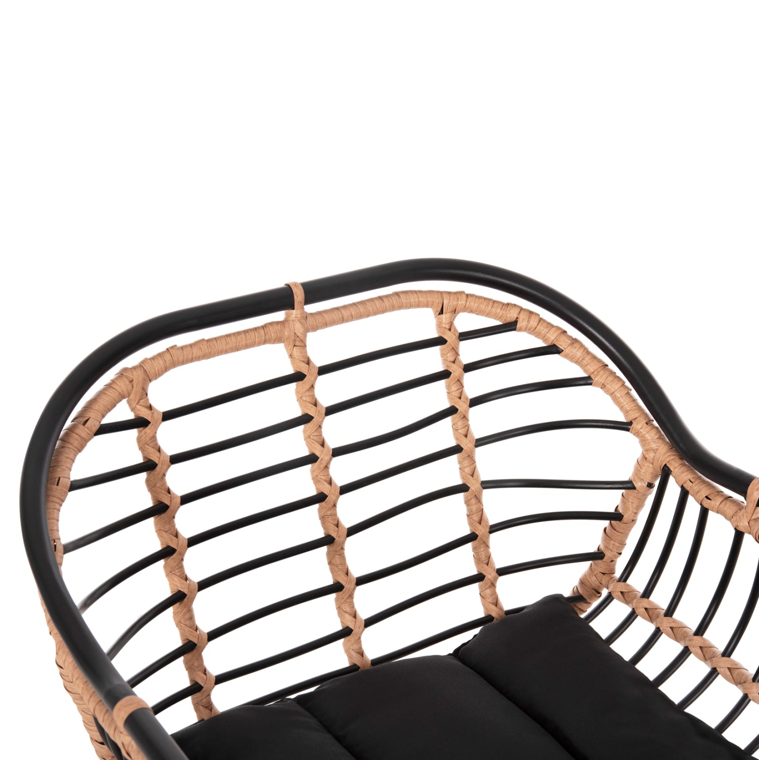 Бар стол Алегра метал и възглавница, черен метал ракита бежова 55x54x108 см