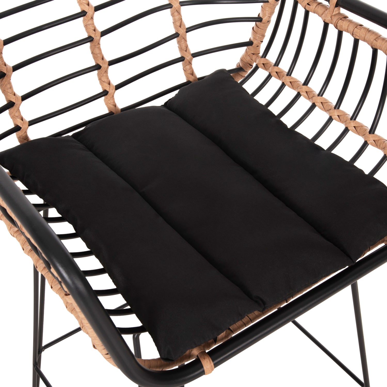 Бар стол Алегра метал и възглавница, черен метал ракита бежова 55x54x108 см