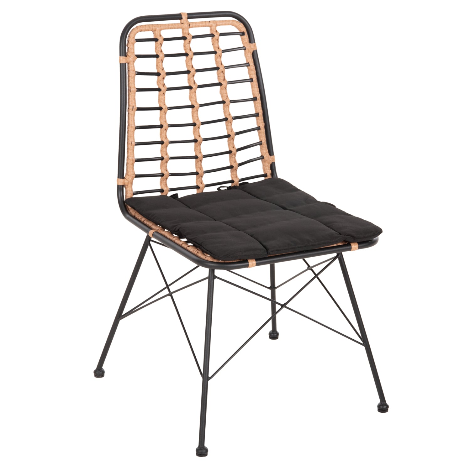 Метален стол Алегра  от ракита бежово-черен 51x54x84см