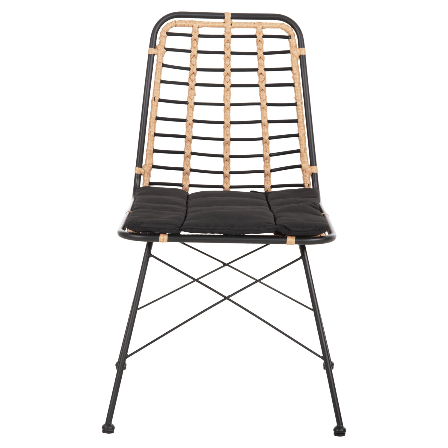 Метален стол Алегра  от ракита бежово-черен 51x54x84см