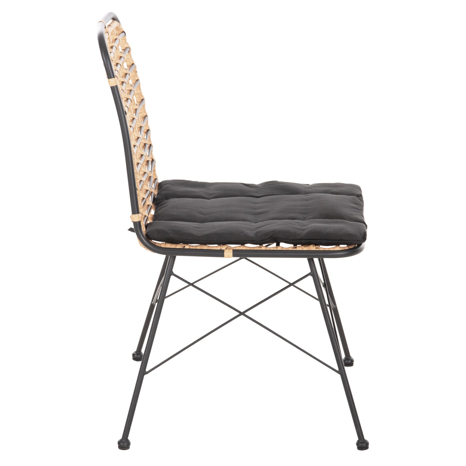 Метален стол Алегра  от ракита бежово-черен 51x54x84см