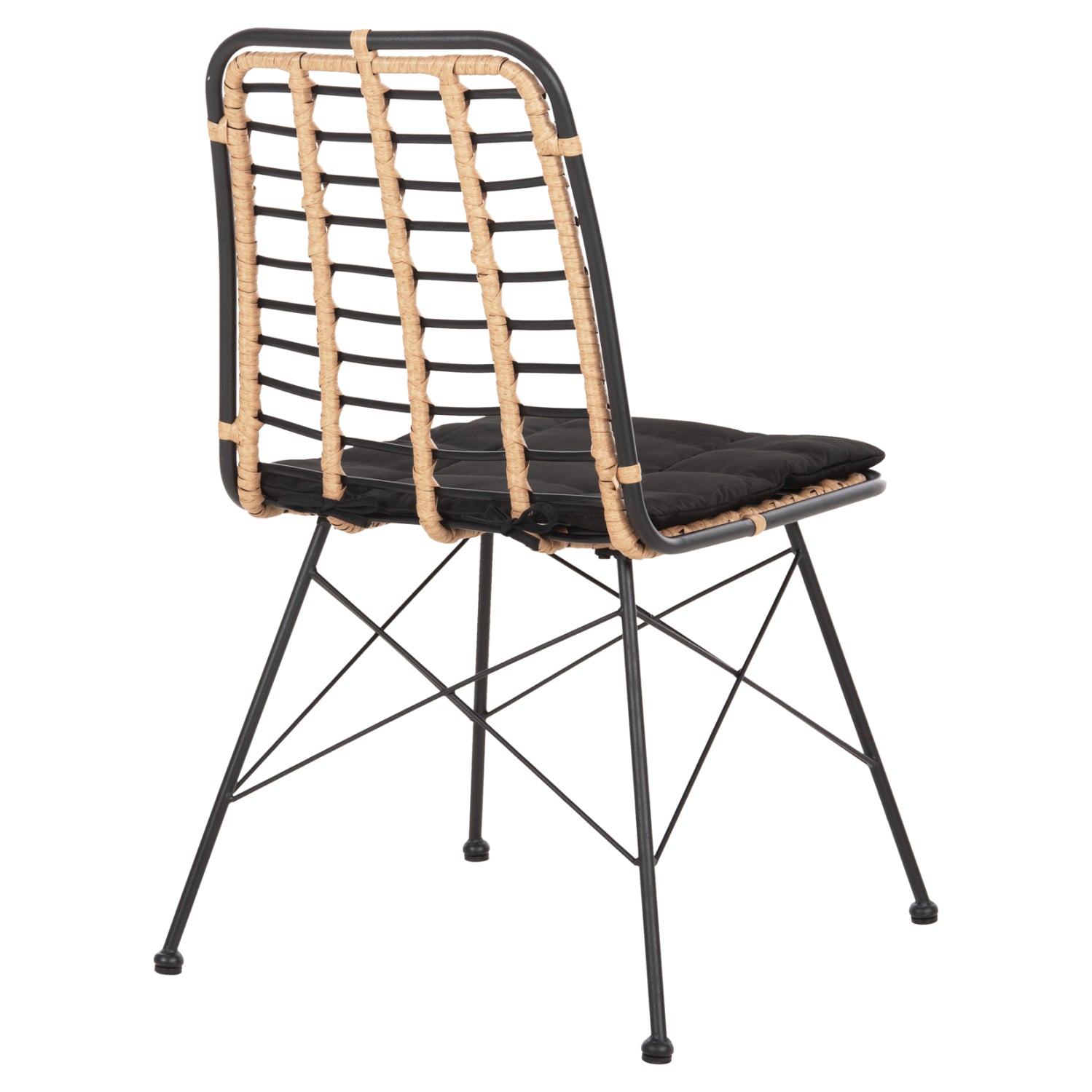 Метален стол Алегра  от ракита бежово-черен 51x54x84см