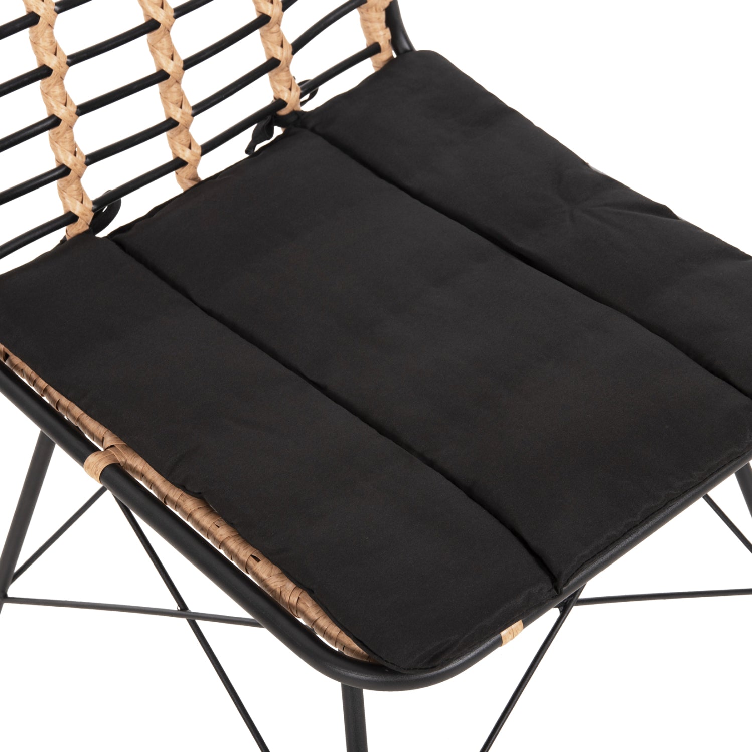 Метален стол Алегра  от ракита бежово-черен 51x54x84см