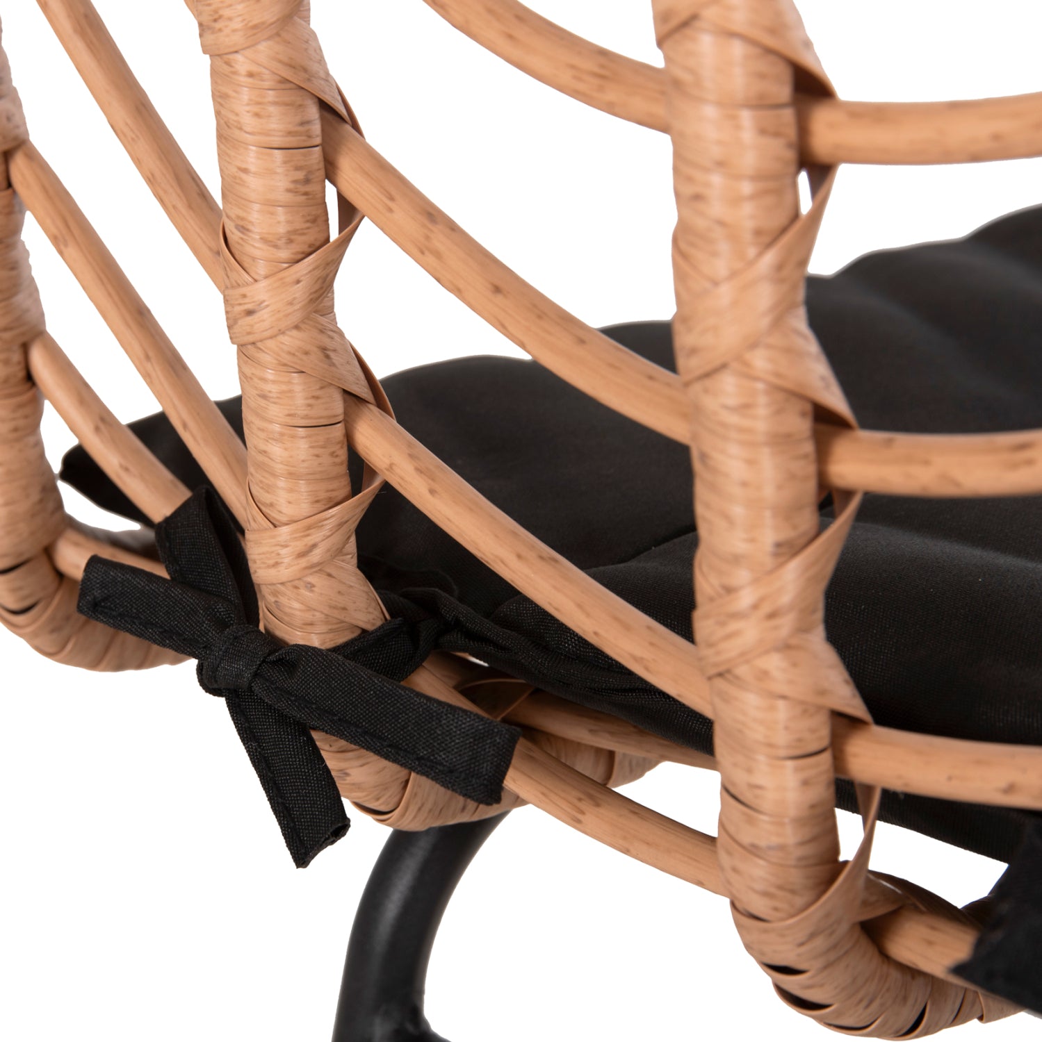 Бар стол GERALD метал с възглавница /черен метал-бежов ратан 49x50x101см