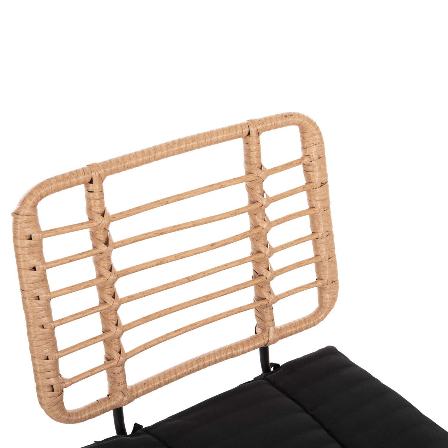 Бар стол Алегра с метална и черно-бежова плетена възглавница 46x46x99см