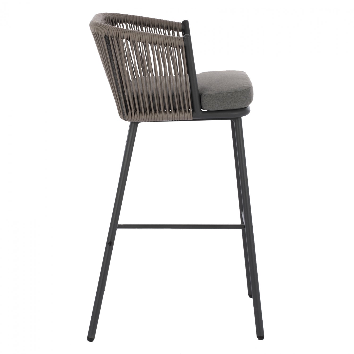 Бар стол  BROGAN плетено въже в сив цвят