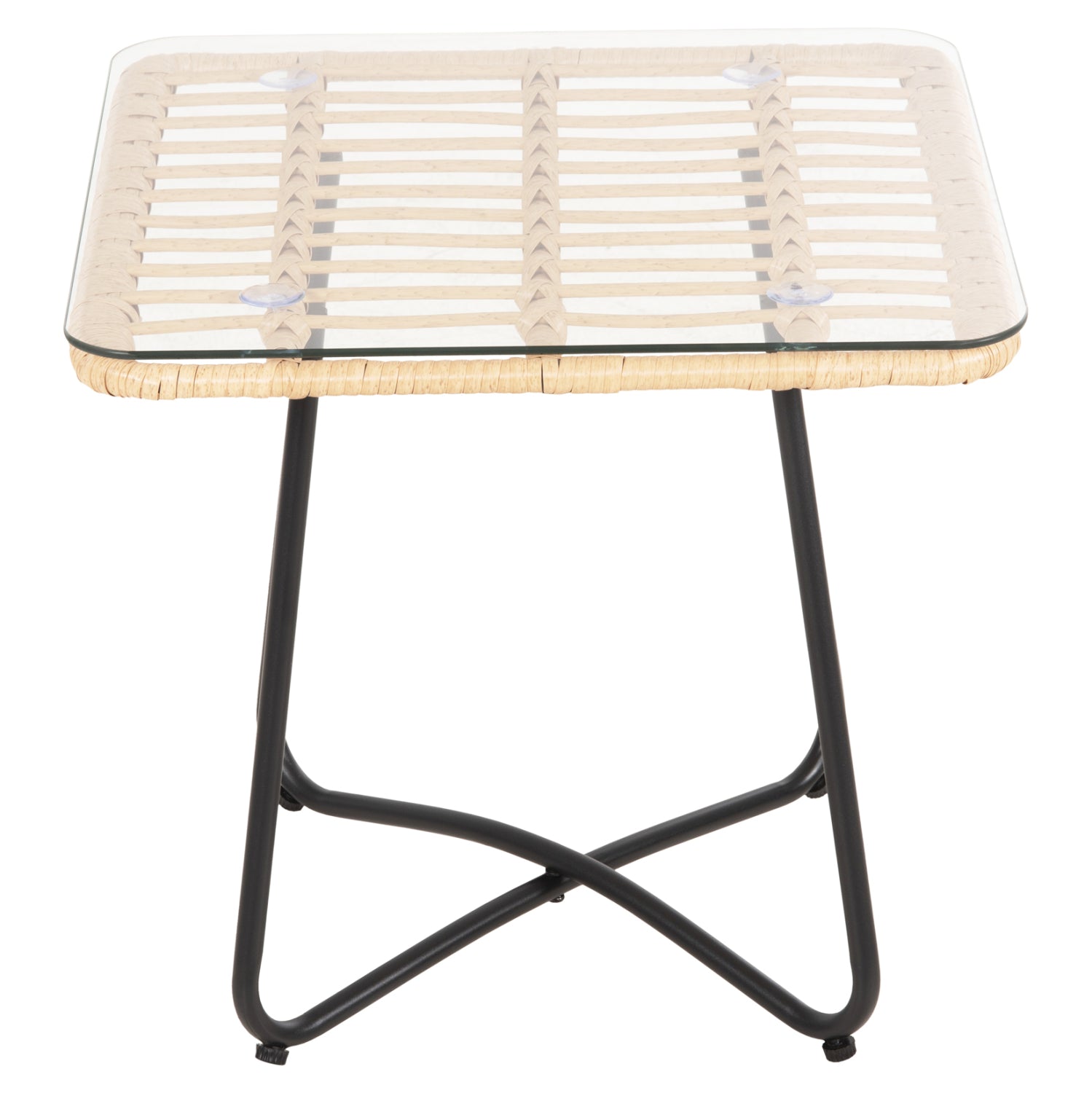 Маса Джери с плетена метална рамка в бежово-черен цвят 50x50x47.5 см