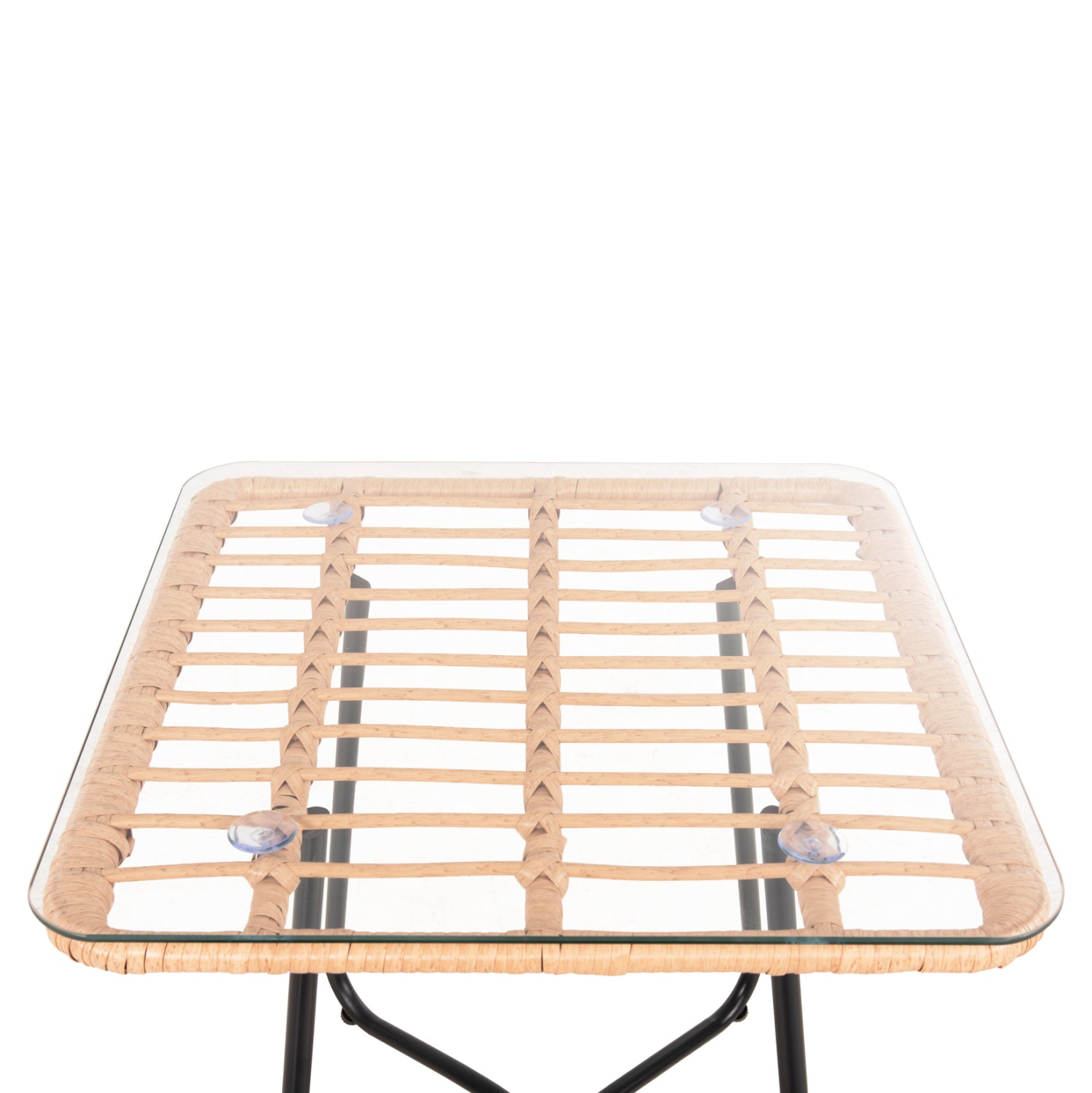 Маса Джери с плетена метална рамка в бежово-черен цвят 50x50x47.5 см