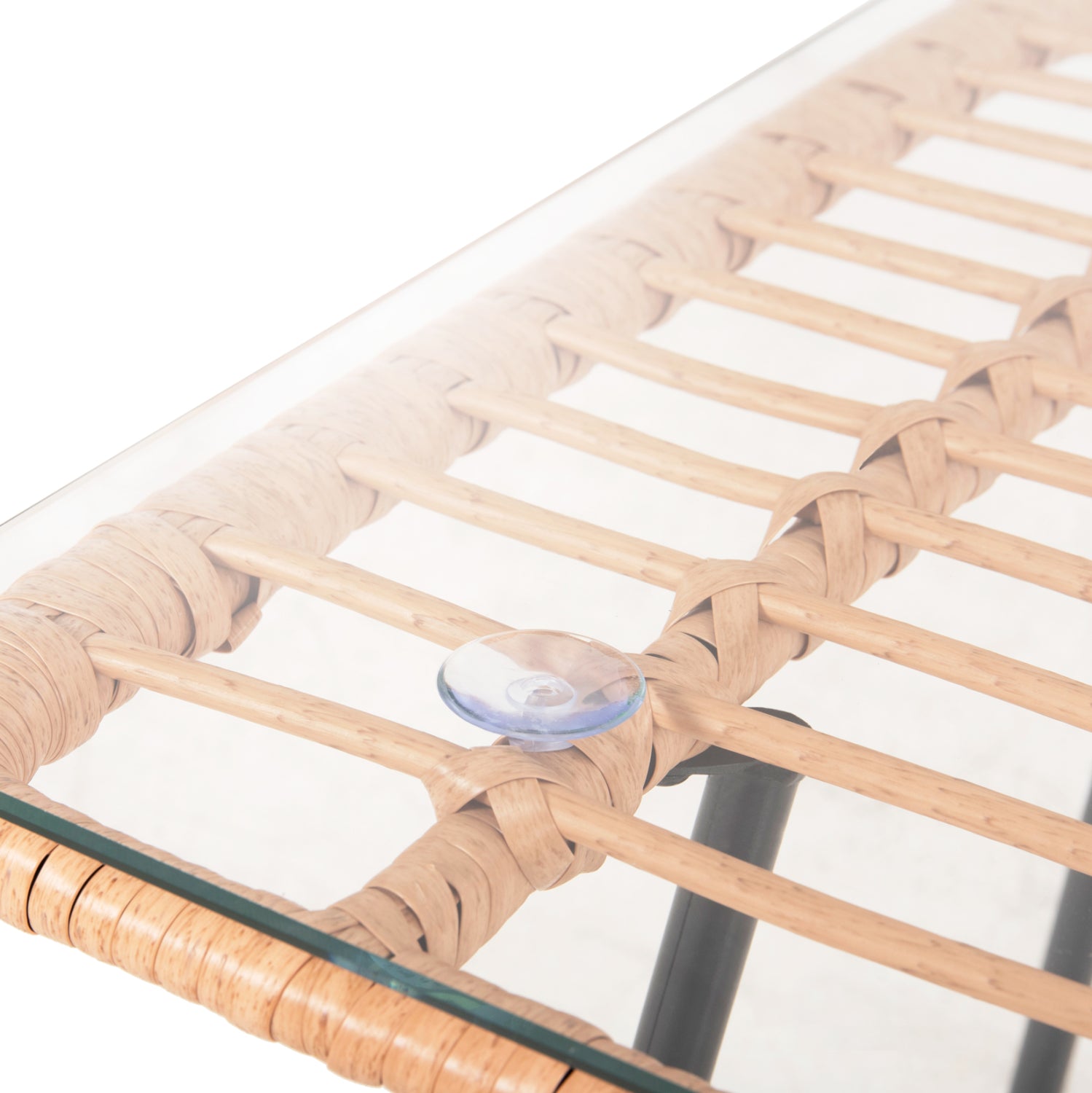 Маса Джери с плетена метална рамка в бежово-черен цвят 50x50x47.5 см