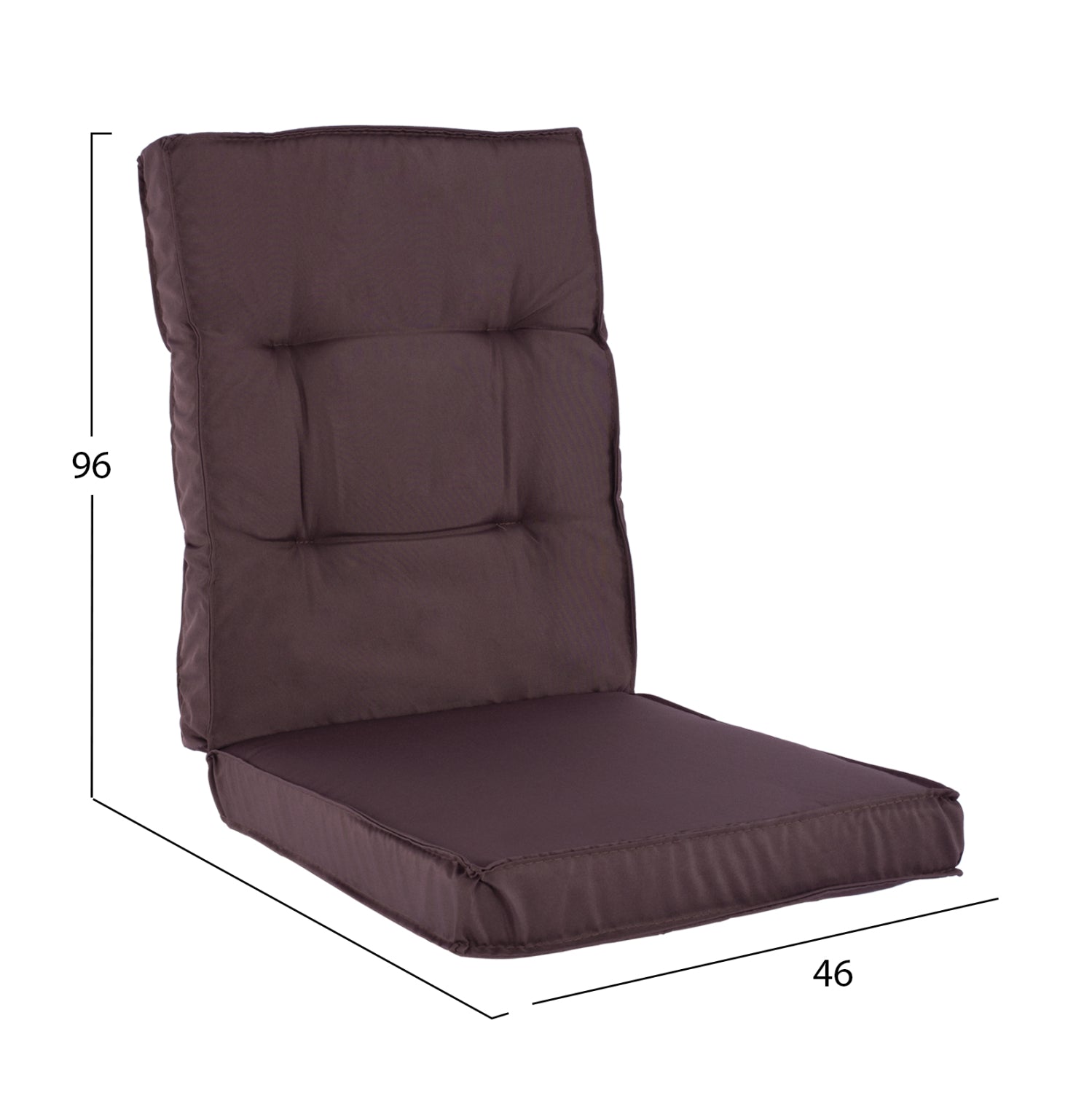 Текстилна възглавница с гръб, кафява, 100x46x7 см