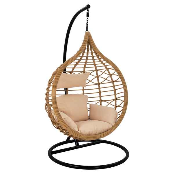 Висящо кресло NEST черно-бежово, с възглавница, 105''x195см